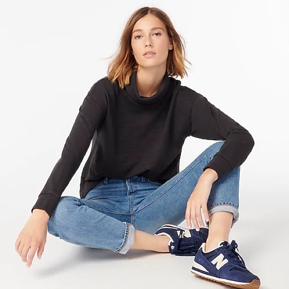 JCREW Vintage Cotton Terry Turtleneck NWT  XL Blk - Picture 4 of 7